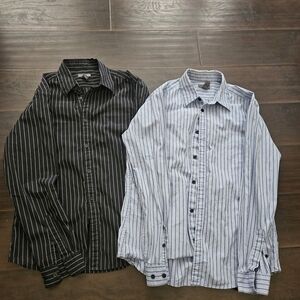 H&M Black and White Striped And Light Blue Striped Button Shirts. Men's Size Med